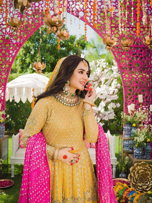 Butterfly moment with our pretty shopper Naheen. She is wearing the  customized version of the Garara Pake… | Haldi dress, Bridal blouse  designs, Traditional dresses