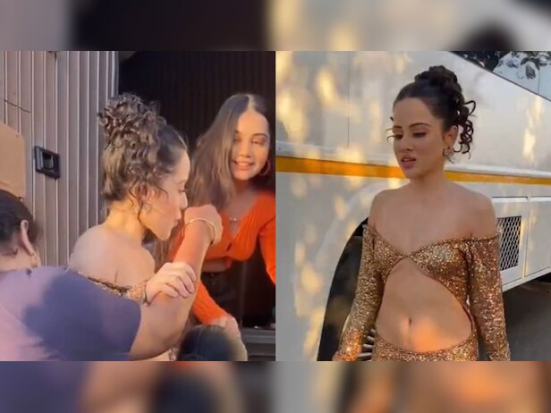 Urfi Javed unable to walk in heels her team picked her up to the vanity ...