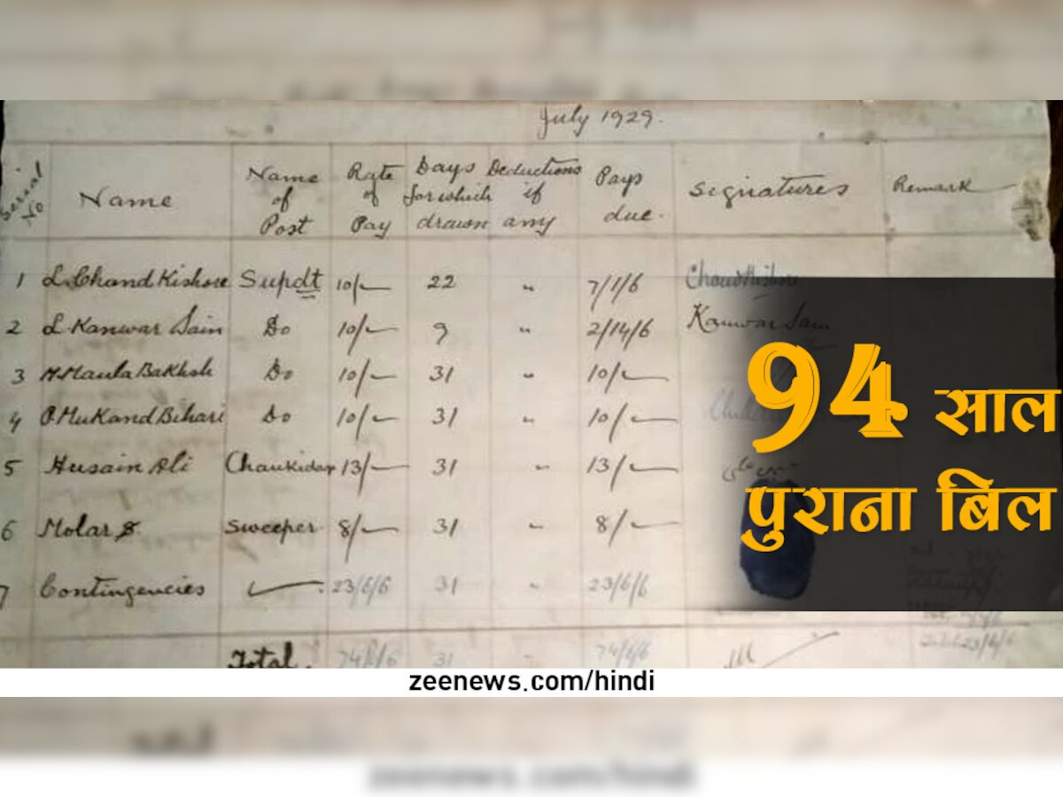 Old Bill: टीचर को मिला स्कूल का 94 साल पुराना बिल, स्वीपर-चौकीदार को मिलती थी इतनी सैलरी