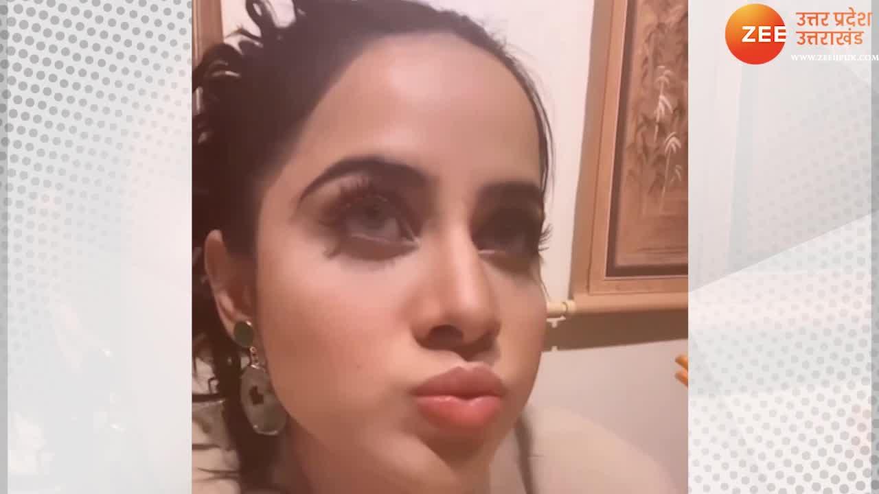 Urfi Javed hot sizzling wears sitting in restaurant eating octopus