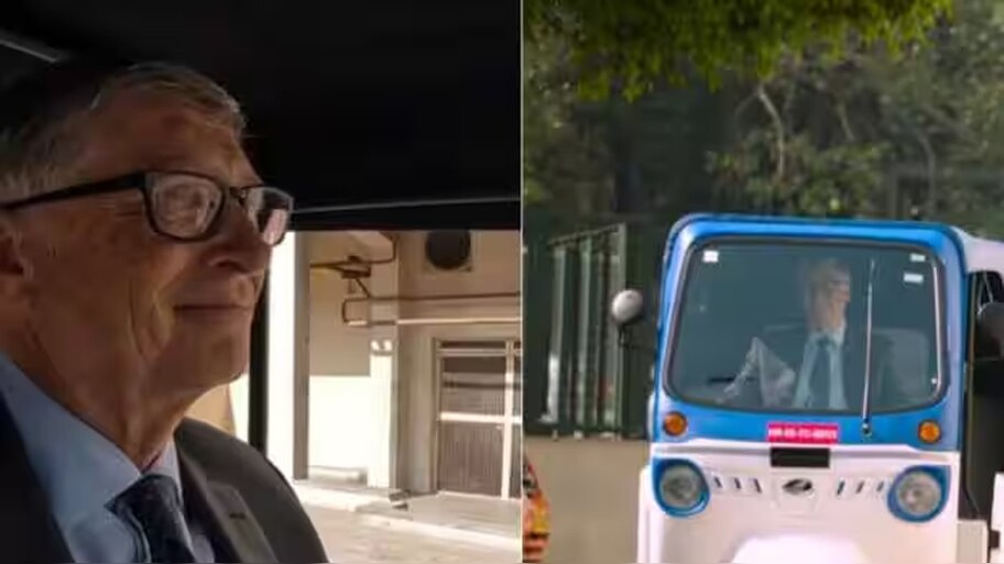 Bill Gates drove mahindra electric rickshaw said this for INDIA video ...