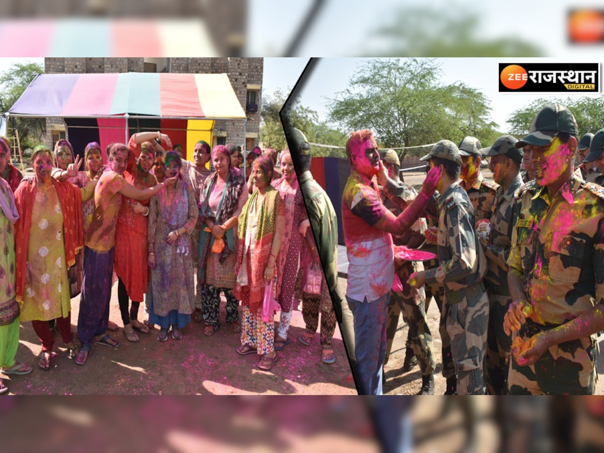 बाड़मेर में होली के रंगों में झूमे BSF जवान, महिला कांस्टेबल ने भी किया डांस, देखें वीडियो