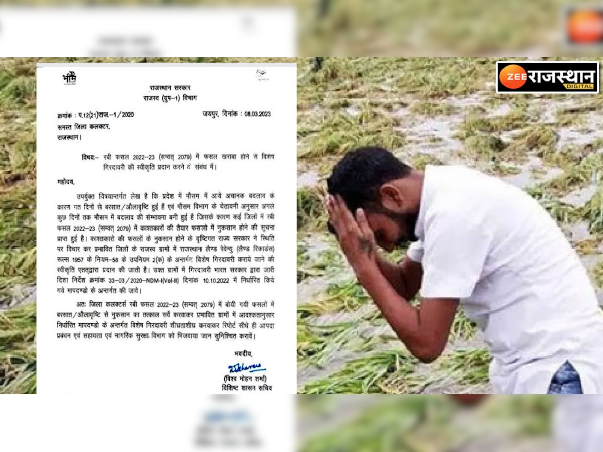 राजस्थान में फसल खराबे को लेकर बड़ा आदेश जारी, किसानों को जल्द मिलेगी राहत