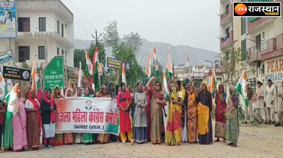 अलवर: जिलाध्यक्ष कमलेश सैनी के नेतृत्व में सांसद बालक नाथ के निवास के बाहर विरोध प्रदर्शन