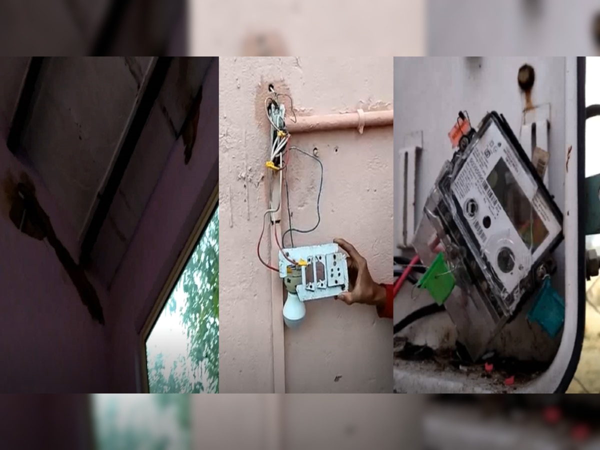 Rewari: मकान पर गिरी आसमानी बिजली, छत में हुआ गड्ढा, बिजली का मीटर टूटा, प्लग भी हुए चकनाचूर