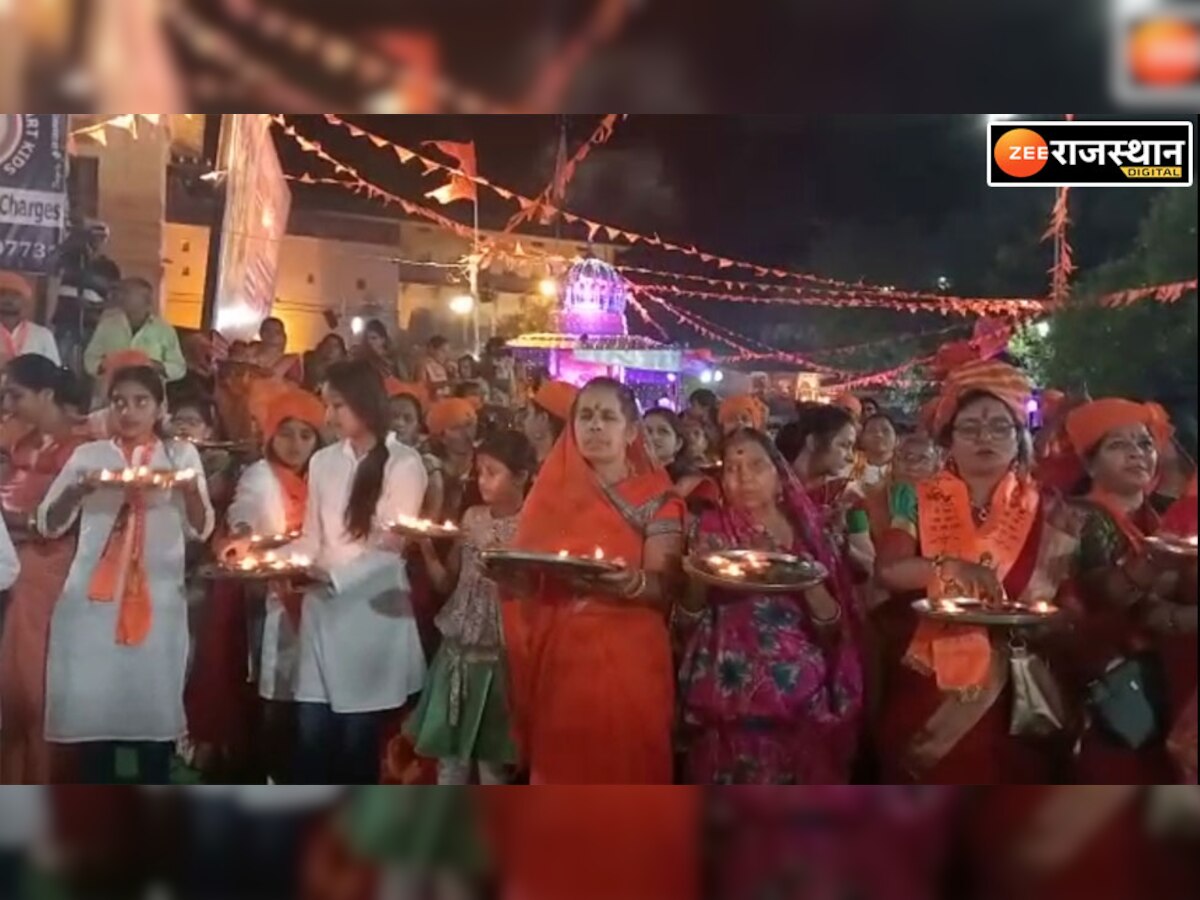 झालावाड़ के गढ़ गणेश मंदिर पर 5100 दीपों की महाआरती, हिंदू नव वर्ष पर हुई आतिशबाजी 