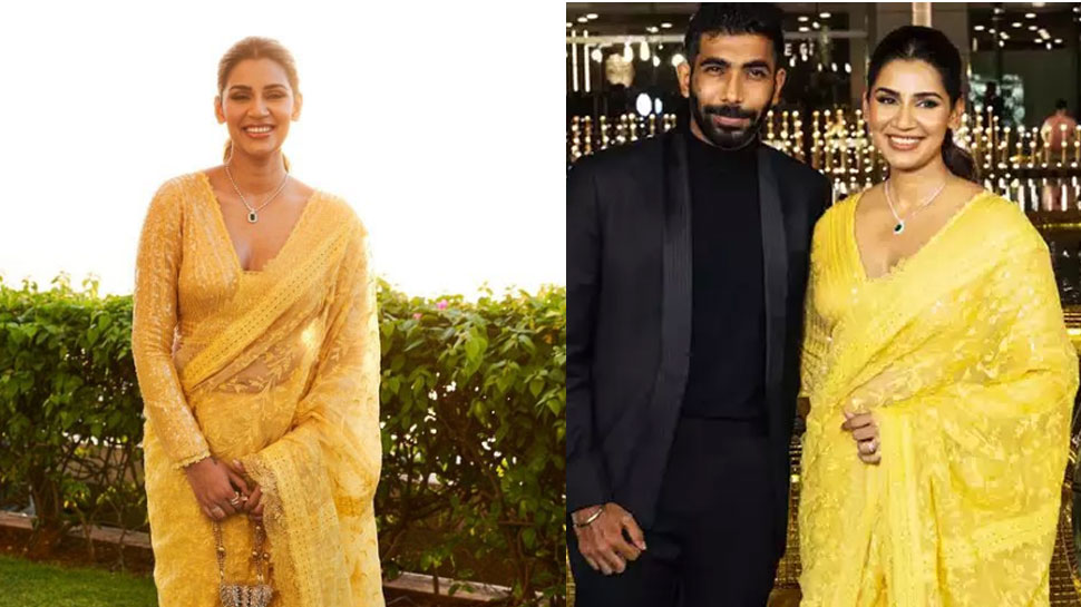 Jasprit Bumrah Wife Sanjana Ganesan Viral Photos In Yellow Floral ...