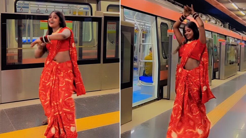 Delhi Metro Video Viral Girl dance on bhojpuri song at metro station