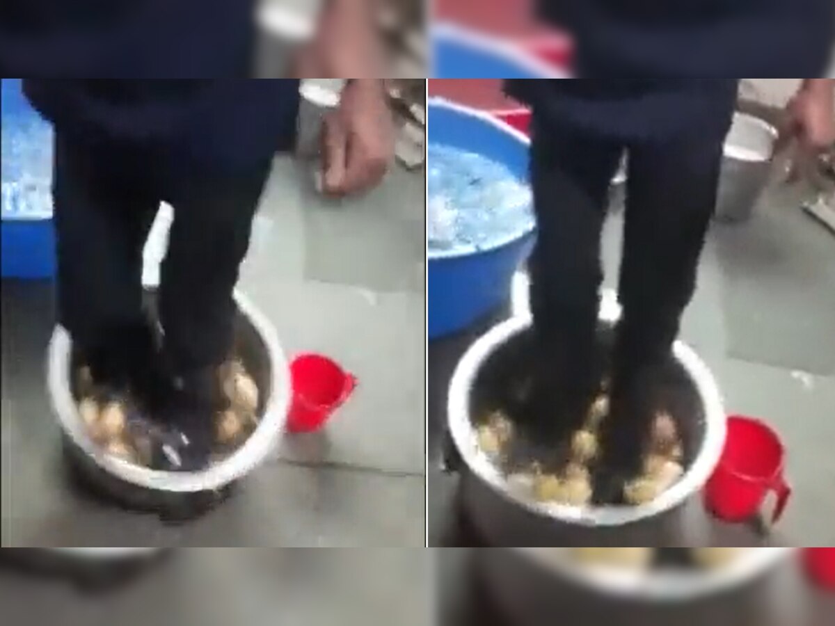 AIIMS अस्पताल के कैंटीन में सब्जी बनाने के लिए जूतों से कुचले जा रहे आलू, Video ने खोली पोल
