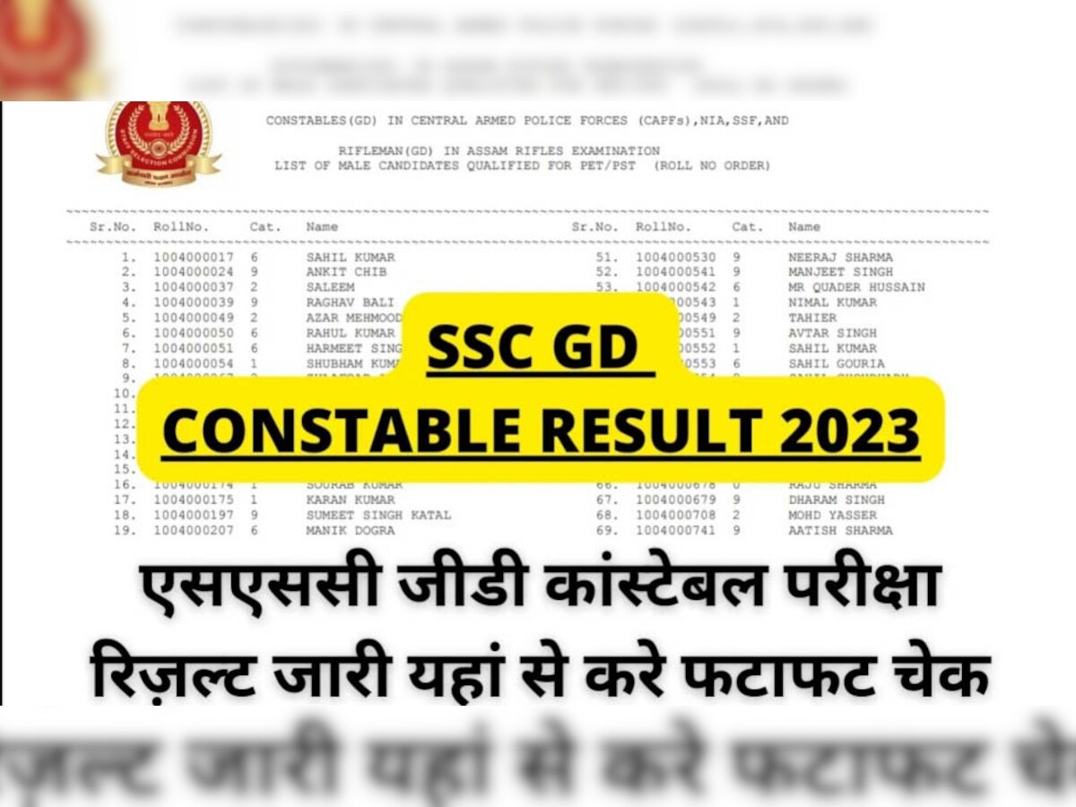 SSC GD Constable Result 2023: एसएससी जीडी कांस्टेबल का रिजल्ट जारी, ये रही कटऑफ मार्क्स के साथ सेलेक्टेड कैंडिडेट्स की लिस्ट