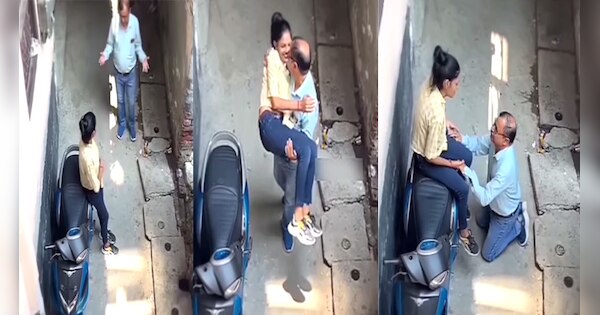 trending today old uncle young girl romance video viral in social media |  Video: गली में जवान लड़की संग रोमांस कर रहे थे अंकल, लोगों ने छत पर से डाल  दिया पानी |