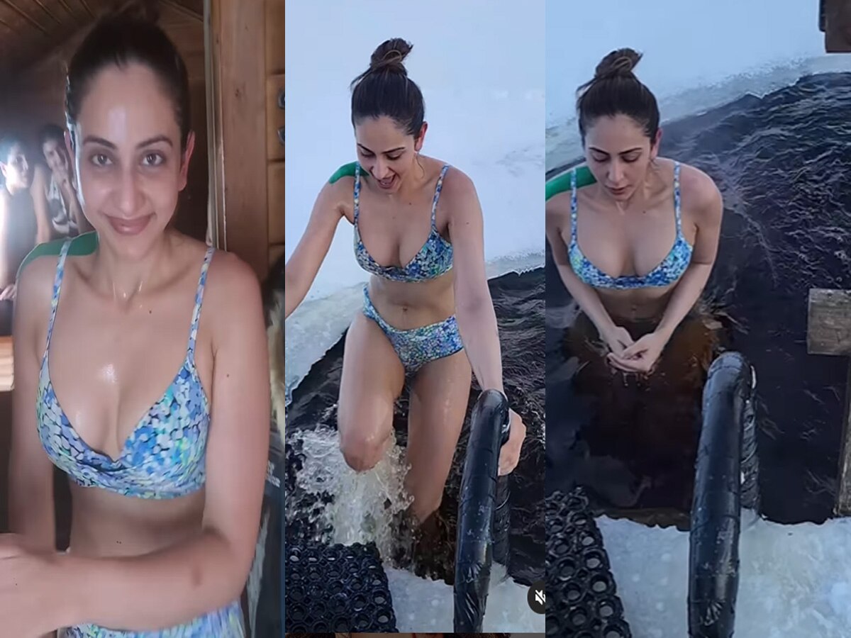 Rakulpreet ने बिकिनी पहन बर्फ के बीच पानी में लगाई डुबकी; देखें Video