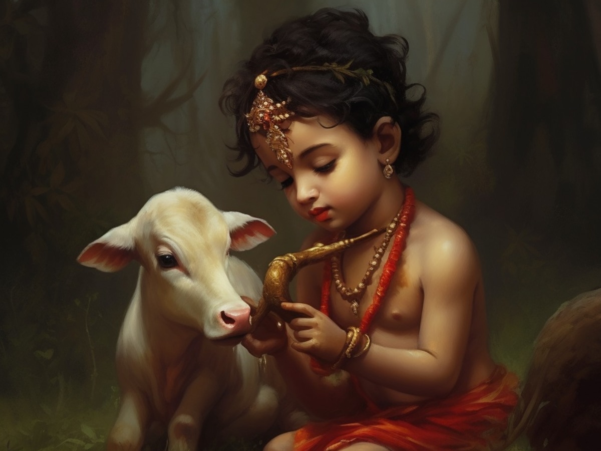 shree Krishna image generated by ai based on bal kanhaiya and arjun