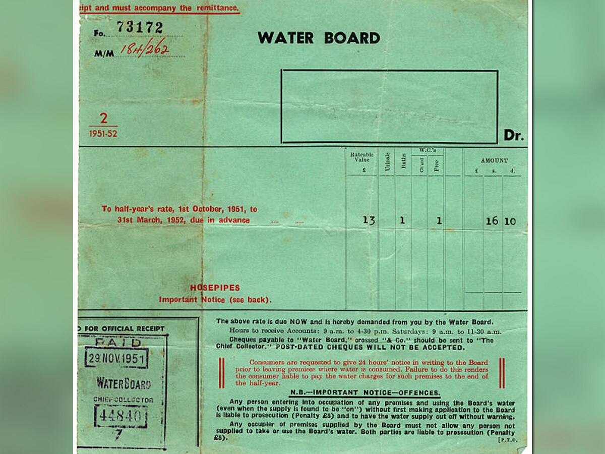 सन 1951 में सिर्फ इतने रुपये आता था पानी का बिल, छह महीने का एक साथ भर देते थे लोग