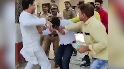 VIDEO: BJP नेत्री के पति को SP MLA ने थाने में लात-घूंसों से पीटा, जमकर हुआ हंगामा