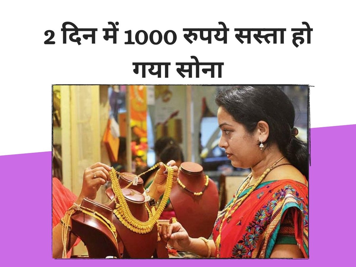 Gold Price: 2 दिन में 1000 रुपये सस्ता हो गया सोना, कीमतों में आई बड़ी गिरावट, 10 ग्राम का चेक कर लें भाव