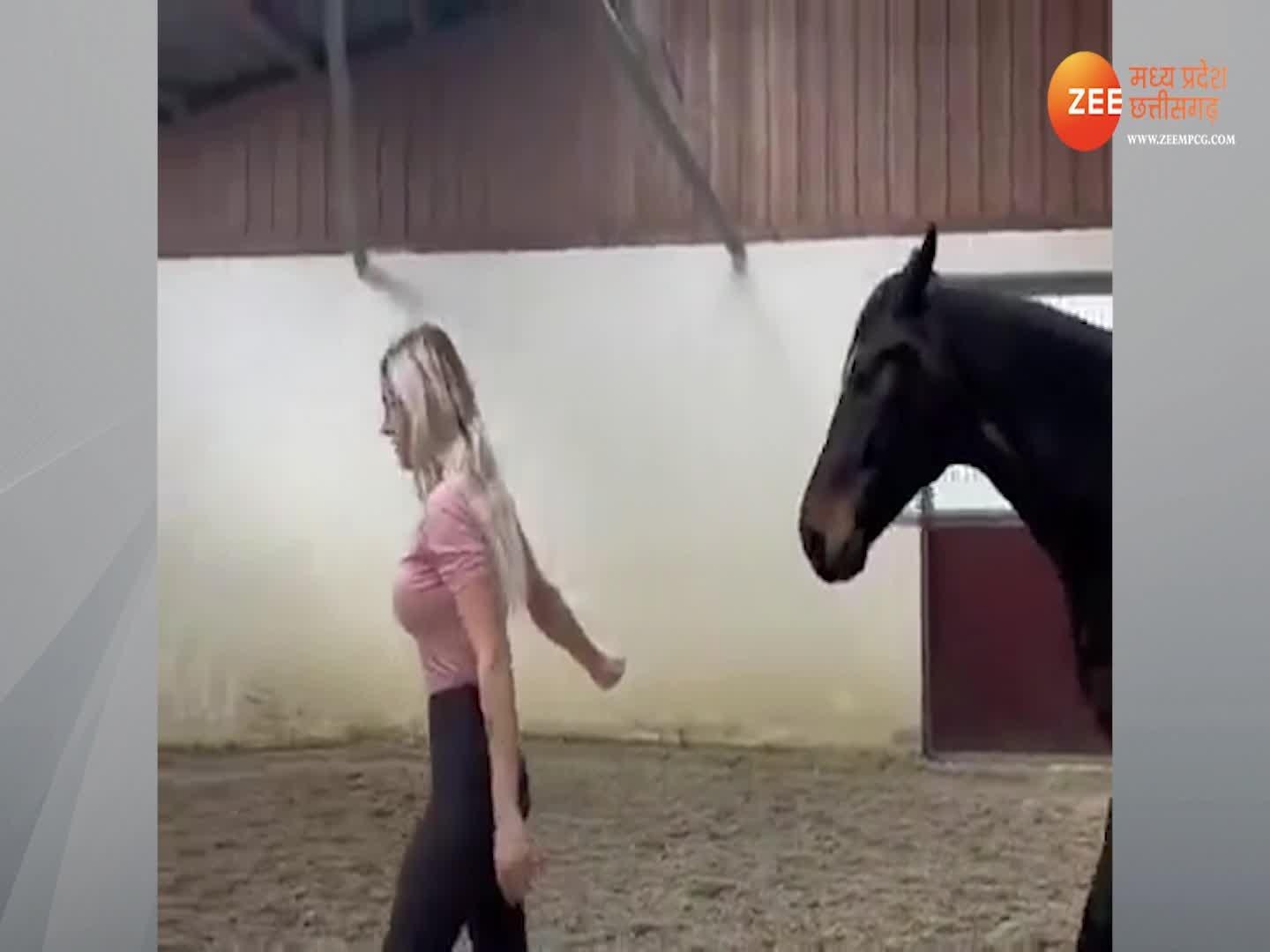 Girl and horse viral video Bridle fooled horse ladki or ghode ka video |  Girl-horse Video: à¤²à¤¡à¤¼à¤•à¥€ à¤•à¥‹ à¤¦à¥‡à¤–à¤•à¤° à¤˜à¥‹à¤¡à¤¼à¤¾ à¤•à¤°à¤¨à¥‡ à¤²à¤—à¤¾ à¤¯à¥‡ à¤šà¥€à¤œ, à¤¦à¥‡à¤–à¤¿à¤ VIDEO | Zee  News Hindi