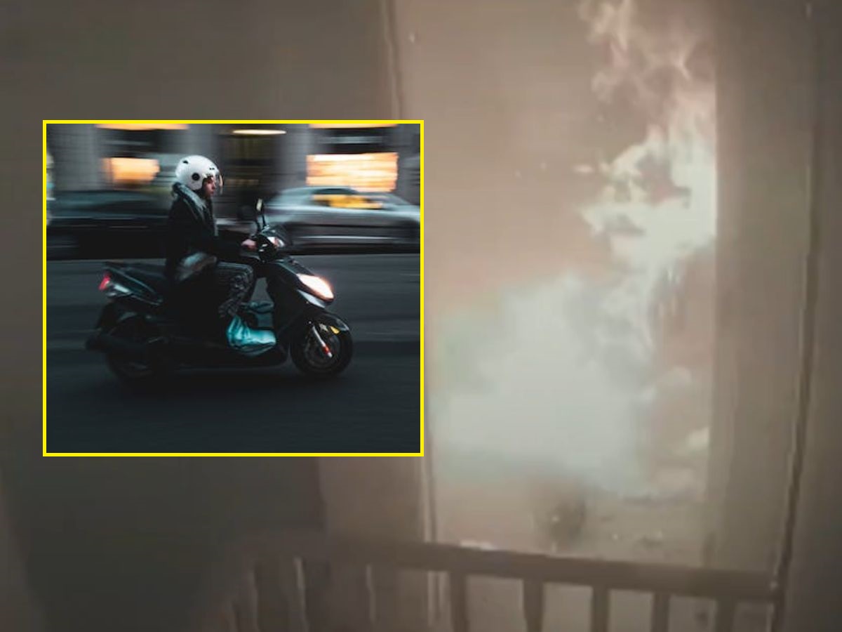 horror footage of e-scooter battery catch fire in london | E-Scooter ...