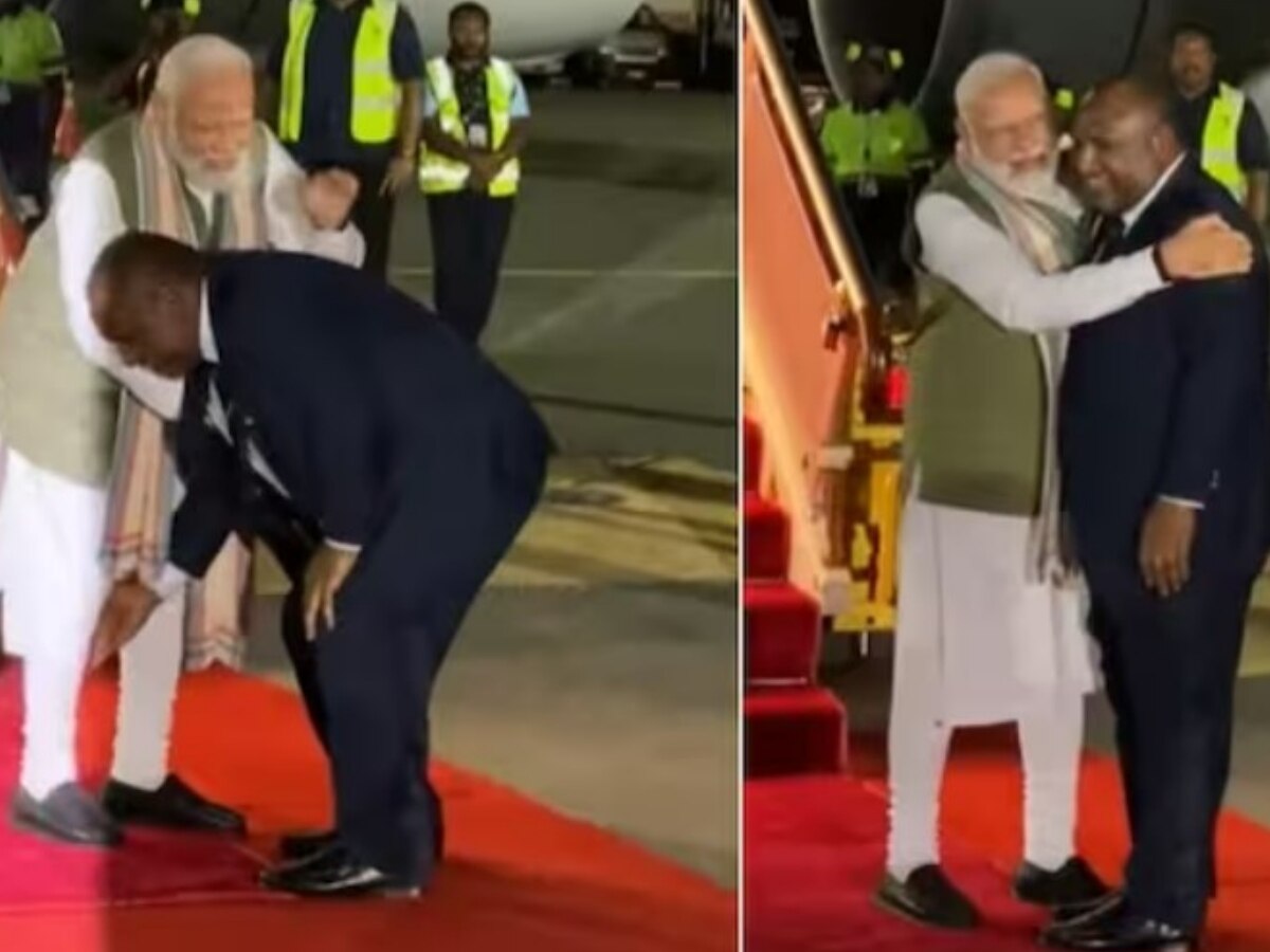 PM Modi in Papua New Guinea: गले मिलकर इस देश के PM ने छुए पीएम मोदी के पैर, शानदार स्वागत का वीडियो वायरल