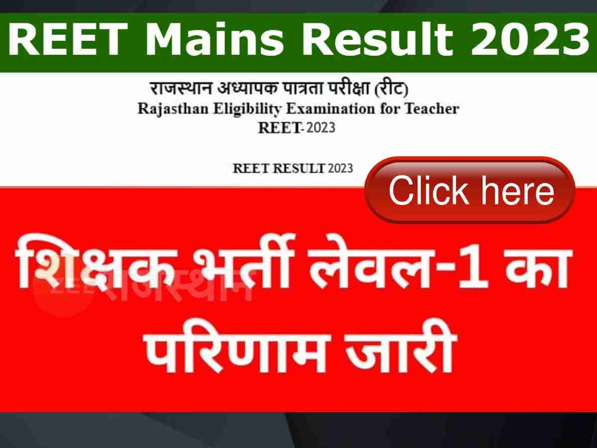 REET Mains Level 1 : शिक्षक भर्ती लेवल-1 का परिणाम जारी, यहां एक क्लिक में चेक करें रिजल्ट