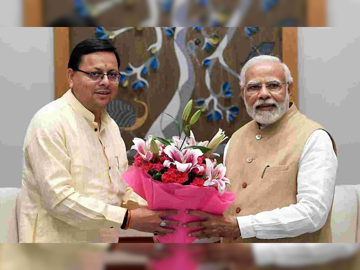 CM Pushkar Singh Dhami with PM Modi