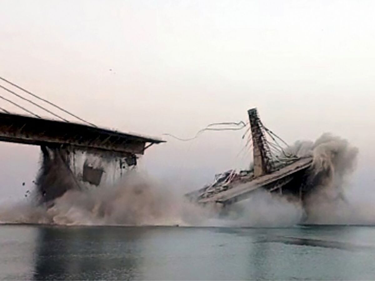 bridge being built on the Ganges river in Bhagalpur Bihar collapsed