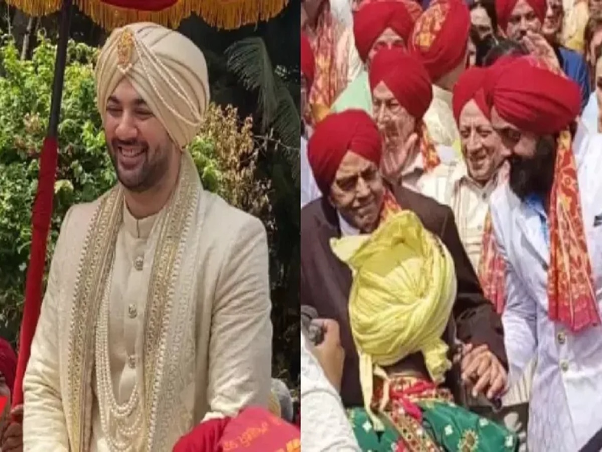 Karan Deol Wedding: पोते करण देओल की बारात में नाचे दादा धर्मेंद्र; लाल पगड़ी पहने आए नज़र