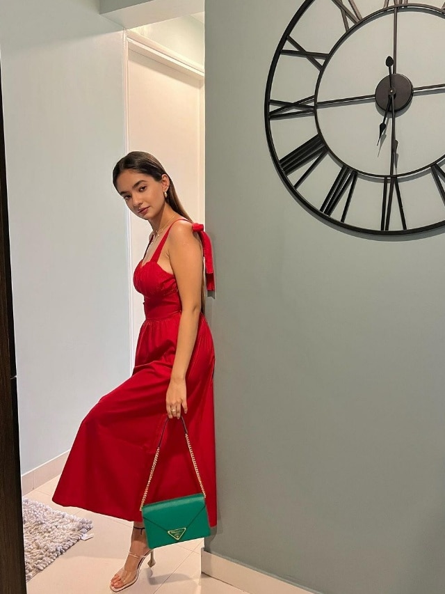 Anushka Sen Looks Fiery Hot In Red Off-shoulder Corset Dress, See Photos