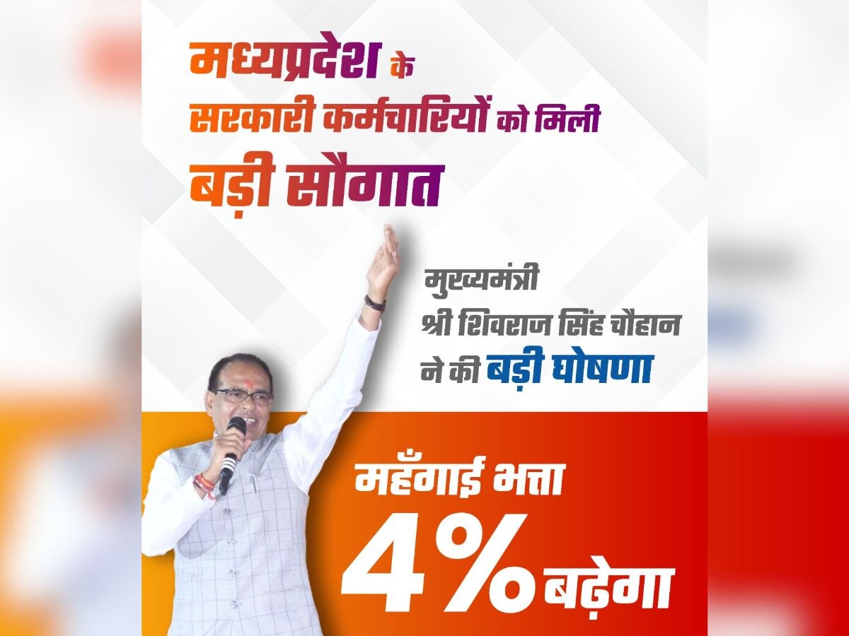 Dearness Allowance: MP में अब केंद्र के बराबर मिलेगा महंगाई भत्ता, CM शिवराज ने बढ़ाया इतने प्रतिशत DA 