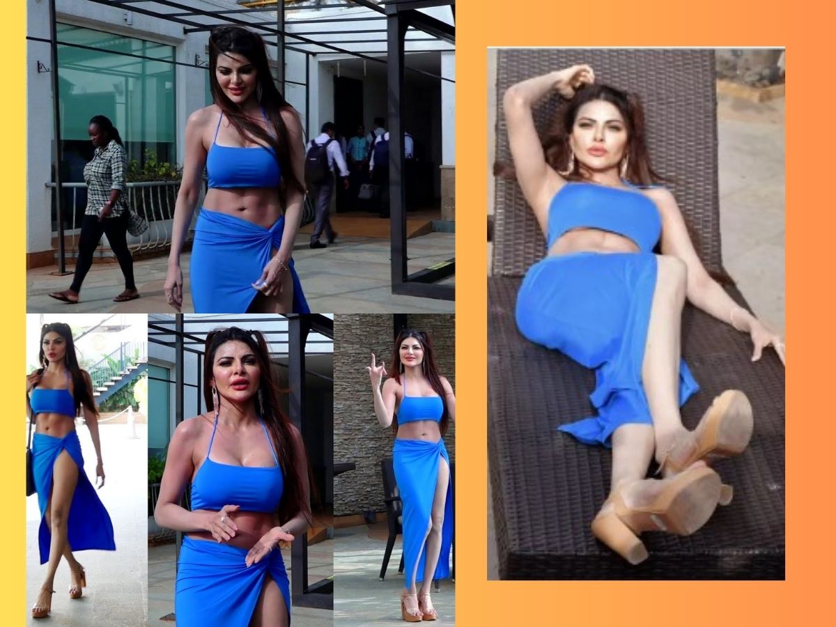 Sherlyn Chopra Sexy Siren Looks Hot Bold In Blue Two Piece Shows Everything Fans Sweating Out