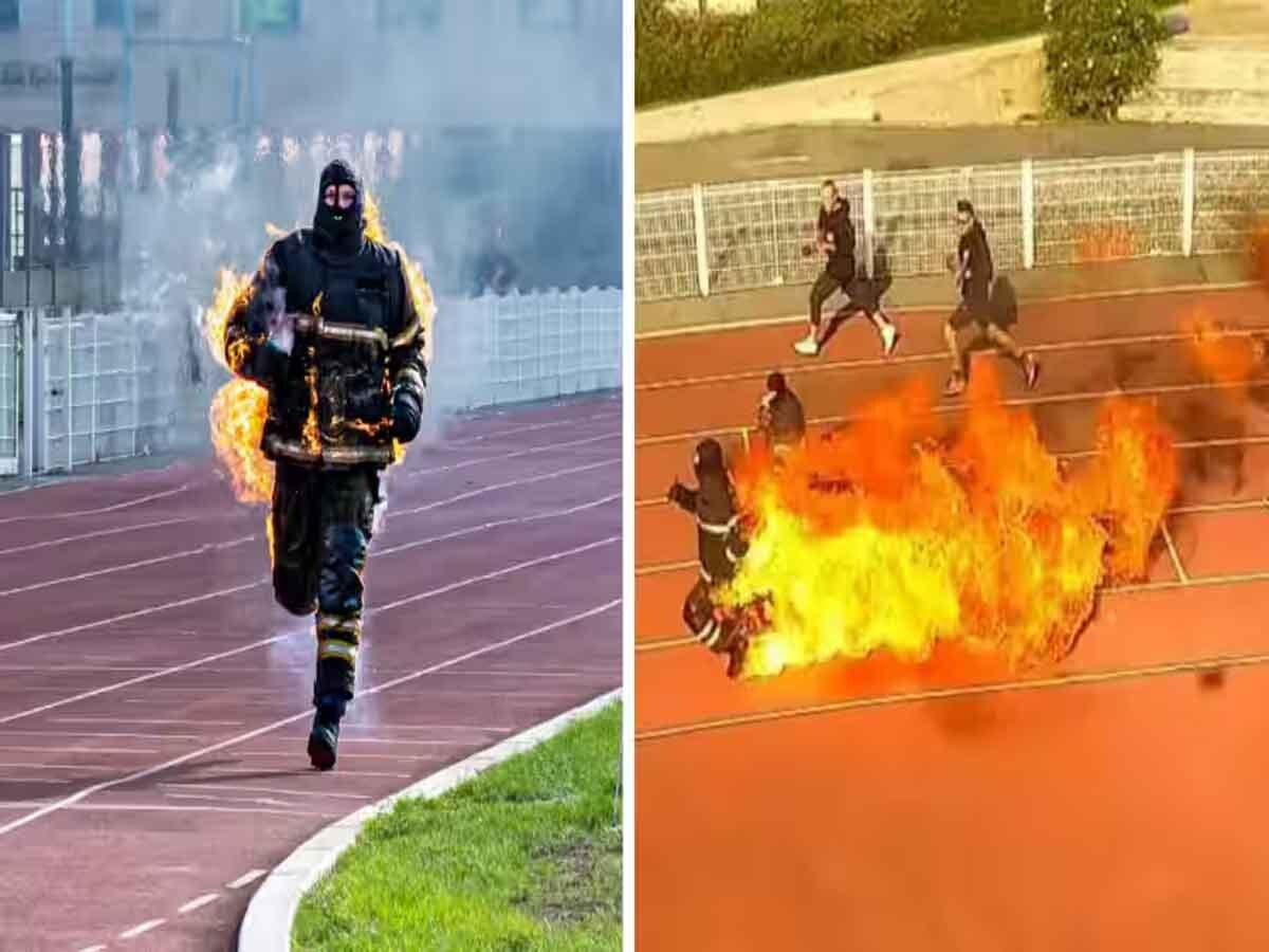 WATCH:  खुद को आग लगाकर दौड़ा शख्स, बनाया नया विश्व रिकॉर्ड