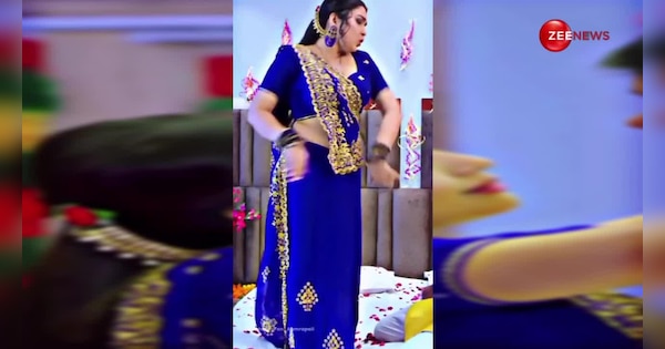 Amrapali Dubey Sexy Dance In Blue Saree At Mid Night Flaunts Cleavage To Hot Body On Nirahua New