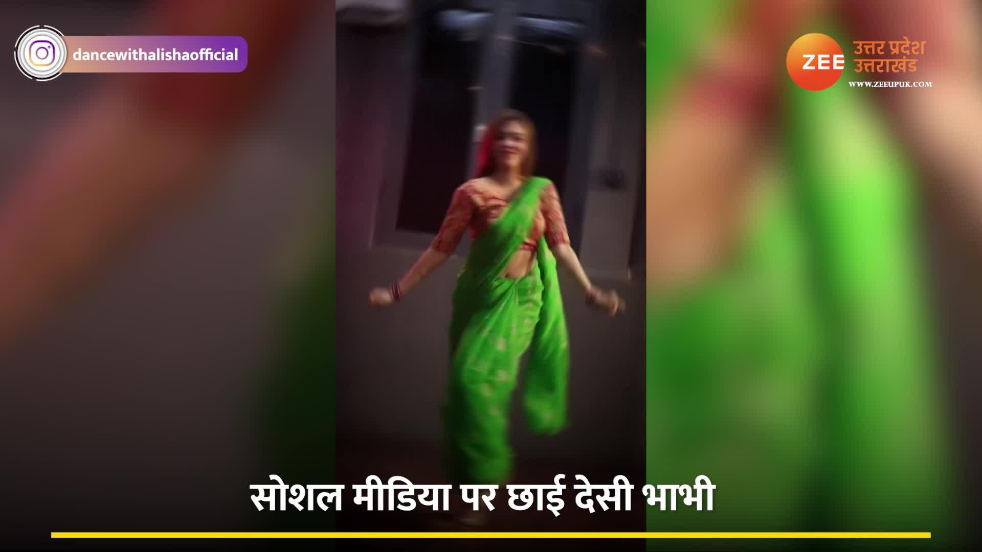 indian sexy bhabhi wear green saree dance people were uncontrollable ...