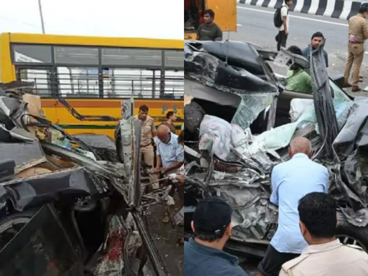 Delhi Meerut Expressway accident on car collided with school bus 6