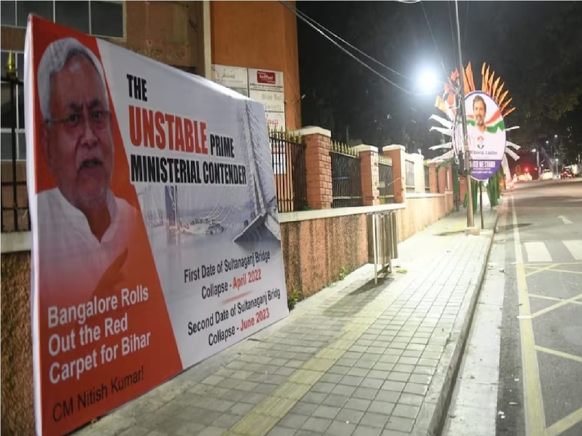 Posters Against Nitish Kumar Put Up In Bengaluru Before Opposition