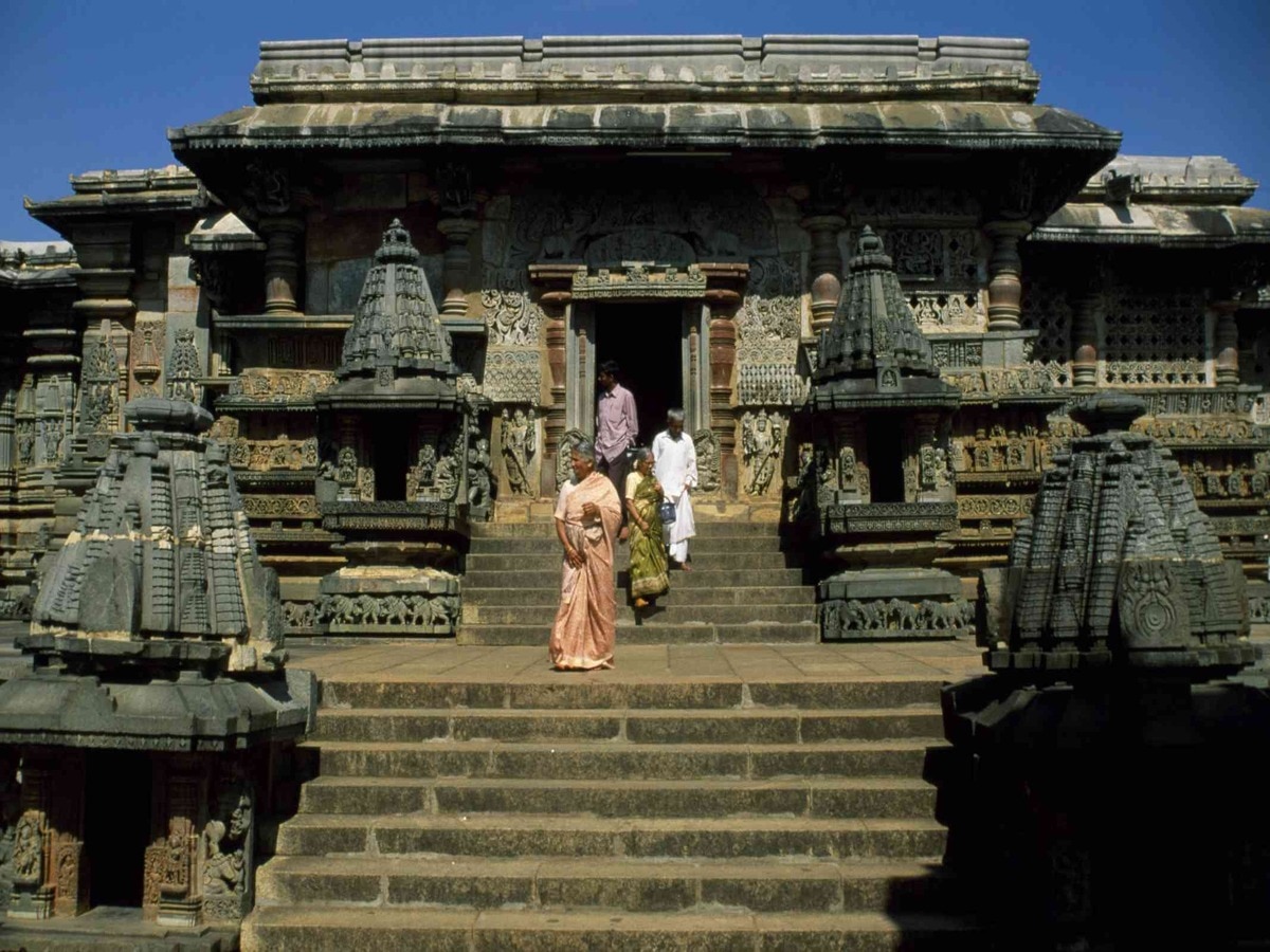 sitting on temple stairs