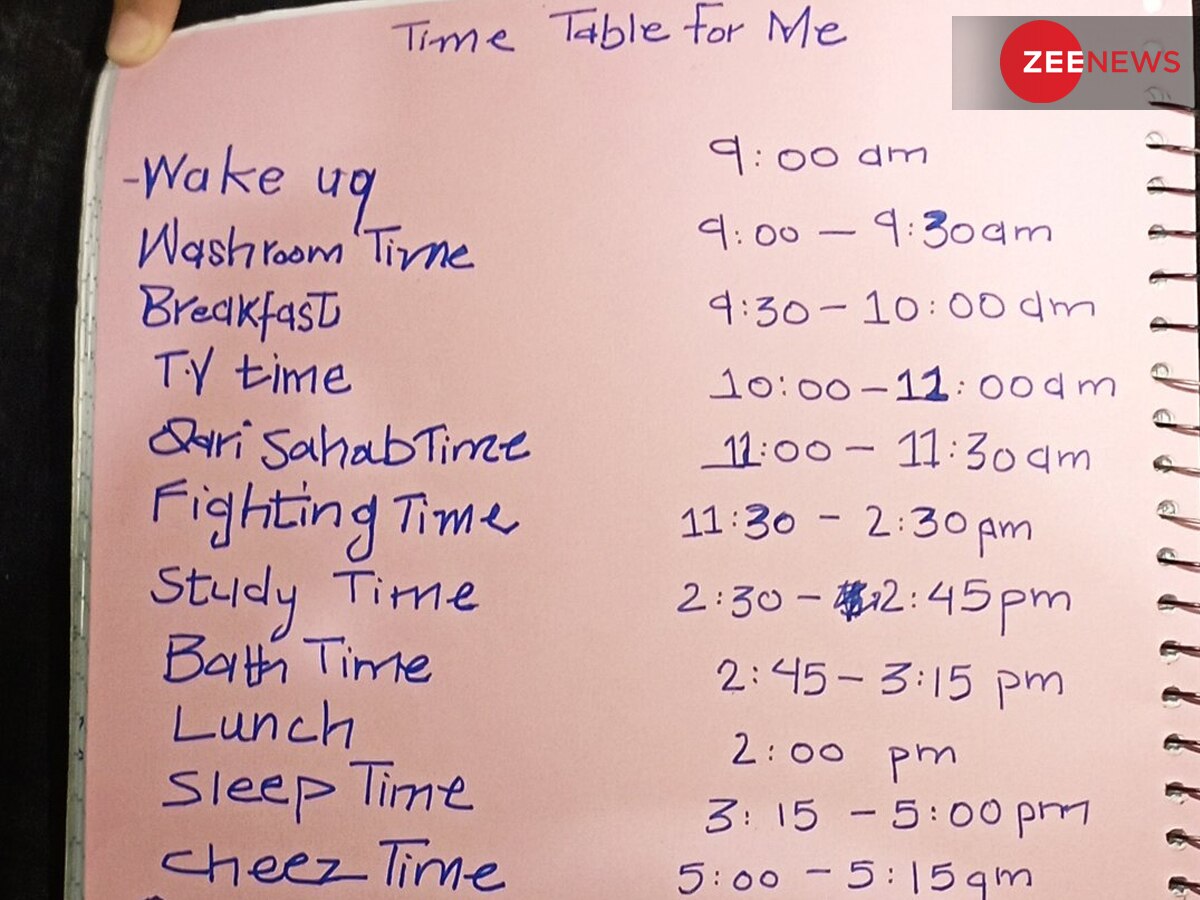 Time Table: 6 साल के बच्चे ने खुद बनाया टाइम टेबल, पढ़ाई छोड़कर मौज-मस्ती का सारा रूटीन; देखें