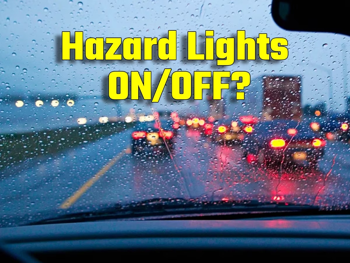 should you use hazard lights while driving in rain or not । बारिश में