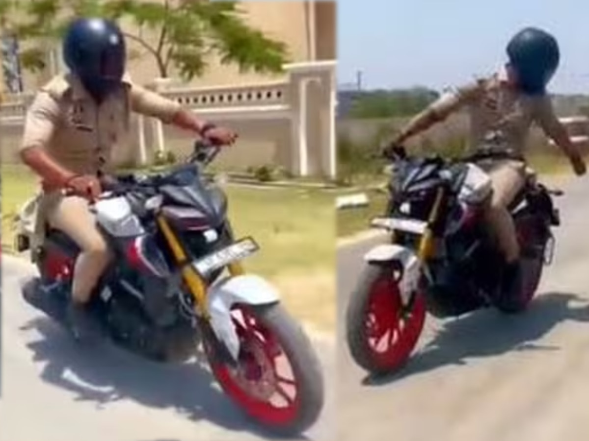 उत्तर प्रदेश के पुलिसवाले ने बाइक से किया स्टंट, वीडियो वायरल हुई तो मिली ऐसी सजा
