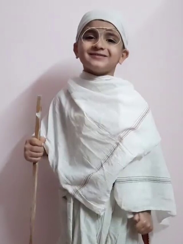 Gandhiji fancy dress makeup | independence day video #gandhijifancydress  #gandhijayantivideo - YouTube