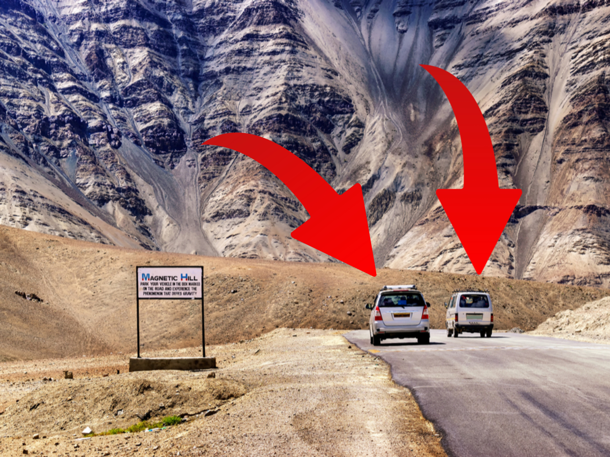 Truth behind Magnetic Hill of Ladakh where Cars go uphill even in ...