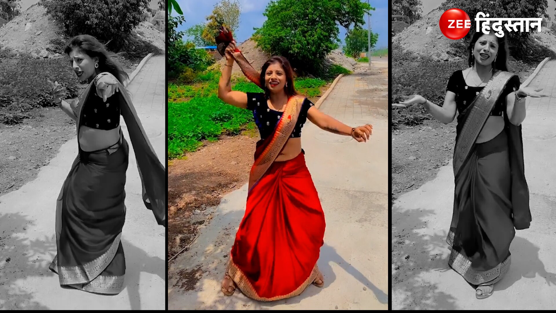 Desi Bhabhi Dance At Road Video Goes Viral On Social Media Bhabhi Dance Viral Video बीच सड़क 