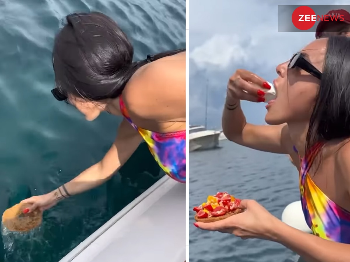 लड़की ने 'पनीर-ब्रेड' को समुंदर के पानी में डुबोकर खाया, Video देखने वाले को आ गई उल्टी