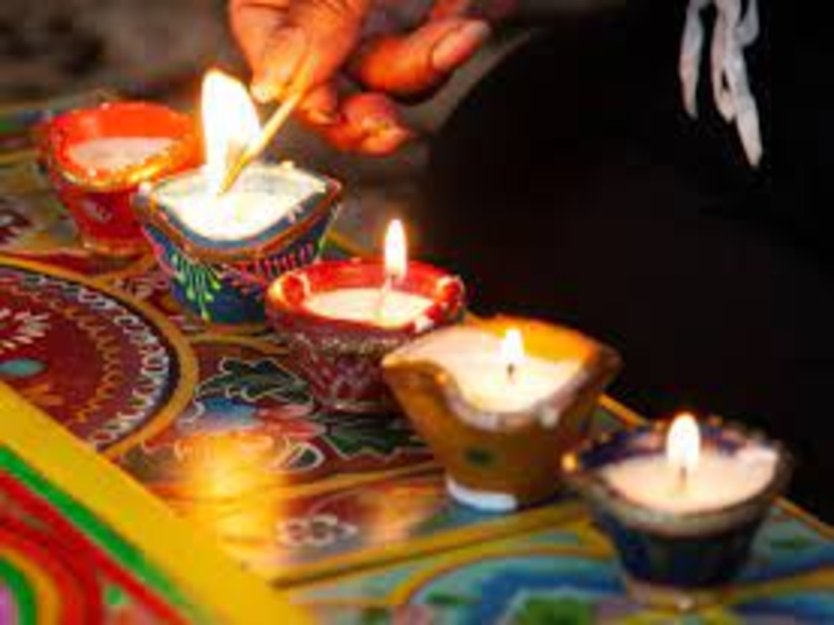 lighting up diya