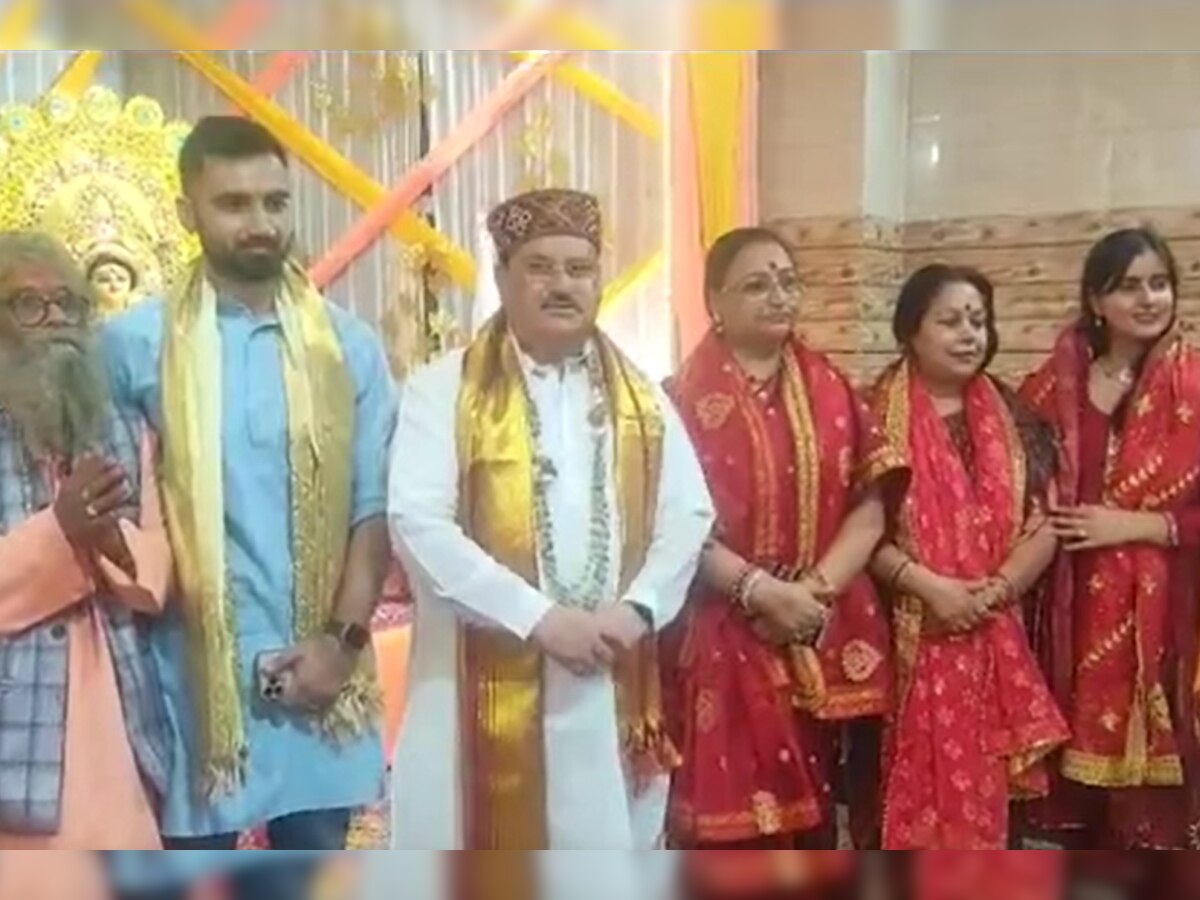 Bilaspur News: जे.पी. नड्डा ने शारदीय नवरात्र के नवमी पर बिलासपुर में की पूजा 
