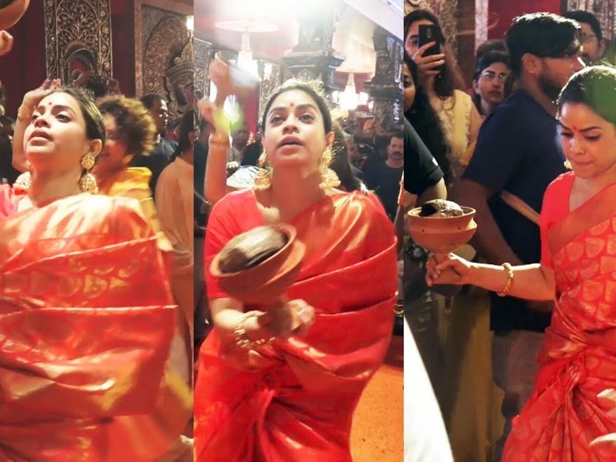 Sumona Chakravarti at durga pooja: दुर्गा पूजा में कपिल शर्मा की ऑनस्क्रीन बीवी ने पहनी पुरानी साड़ी? पंडाल से वीडियो हुआ वायरल 
