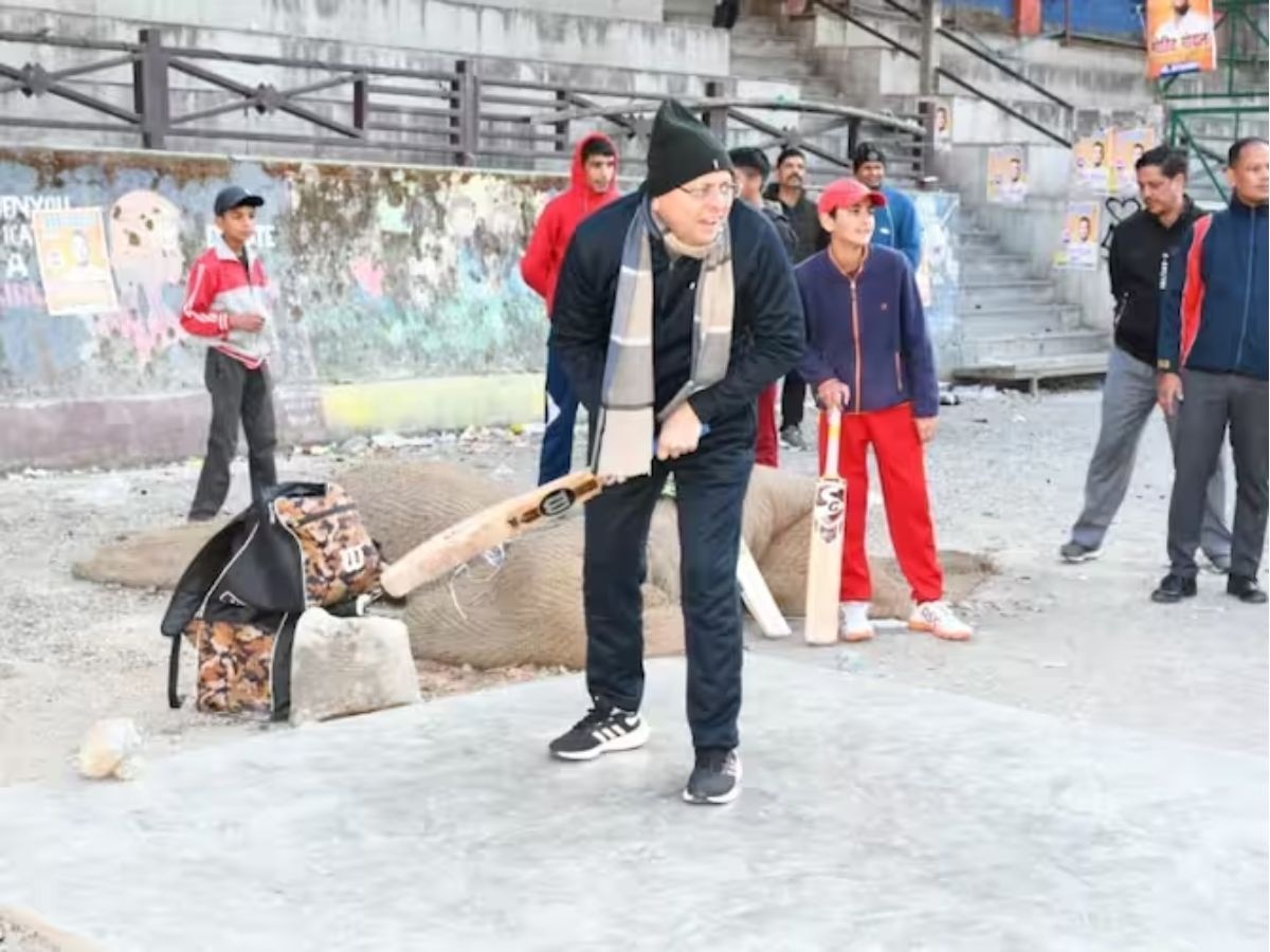 CM Pushkar Singh Dhami Played Cricket