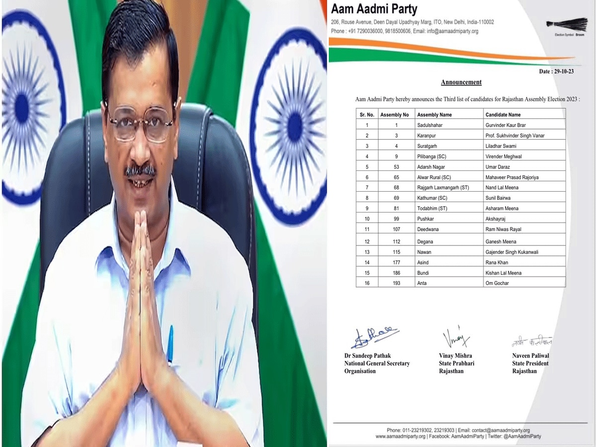 aam aadmi party third list : आम आदमी पार्टी ने जारी की तीसरी लिस्ट, 16 उम्मीदवारों के नाम घोषित