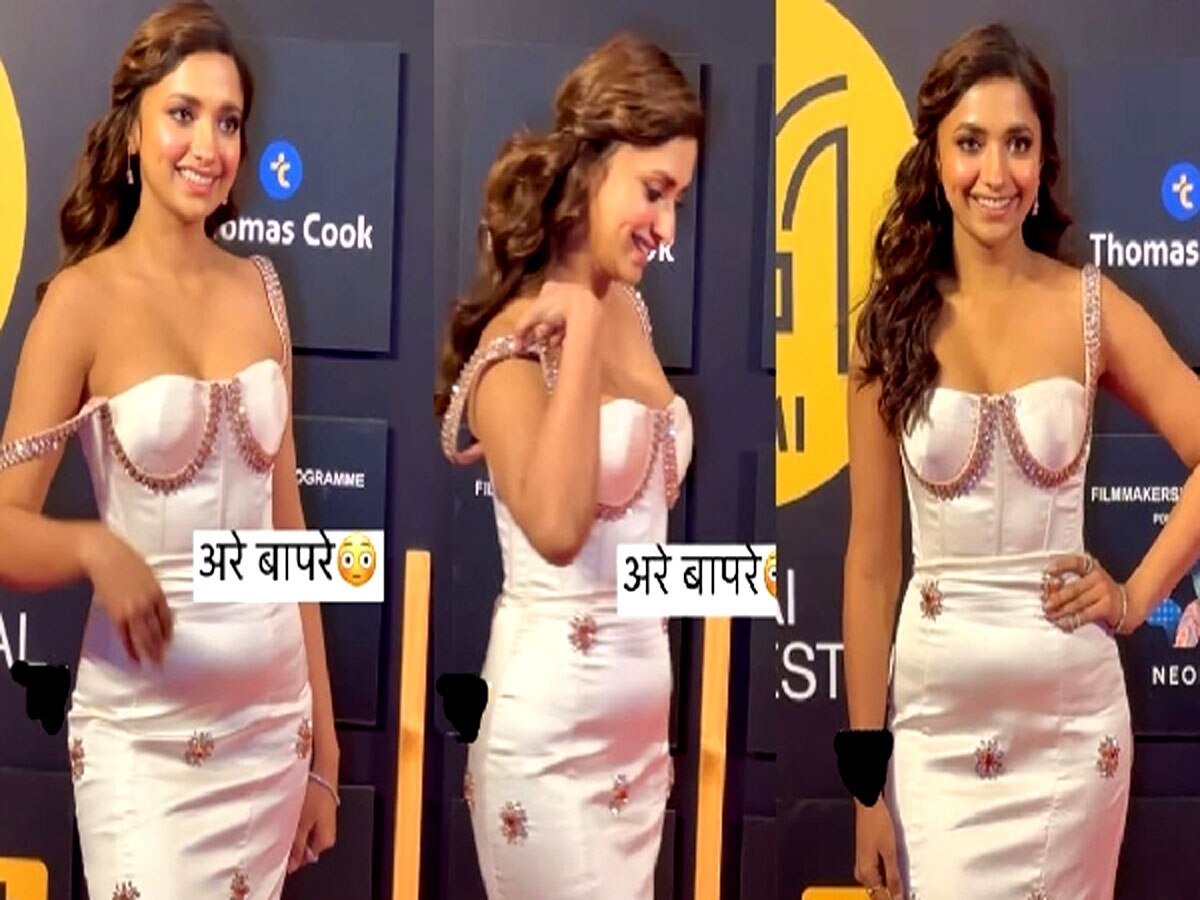पोज देते समय अचानक सरक गई जिया शंकर की ड्रेस की पट्टी, Video हो गया वायरल