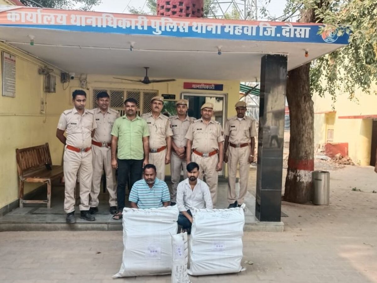 दौसा- महवा पुलिस की बड़ी कार्रवाई, 100 किलो चंदन की लकड़ी बरामद